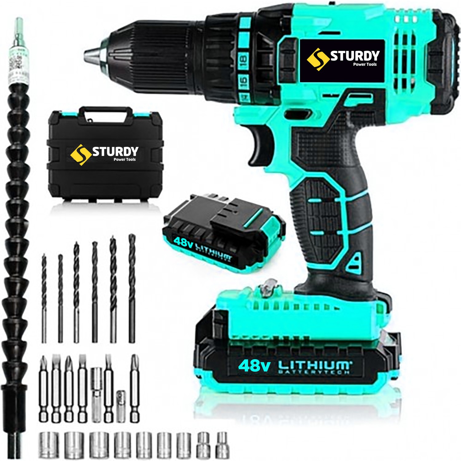 Sturdy 48V5AH Sanzumanlı Setlı Exclusive Darbeli Lıon Matkap 23 Parca Setli