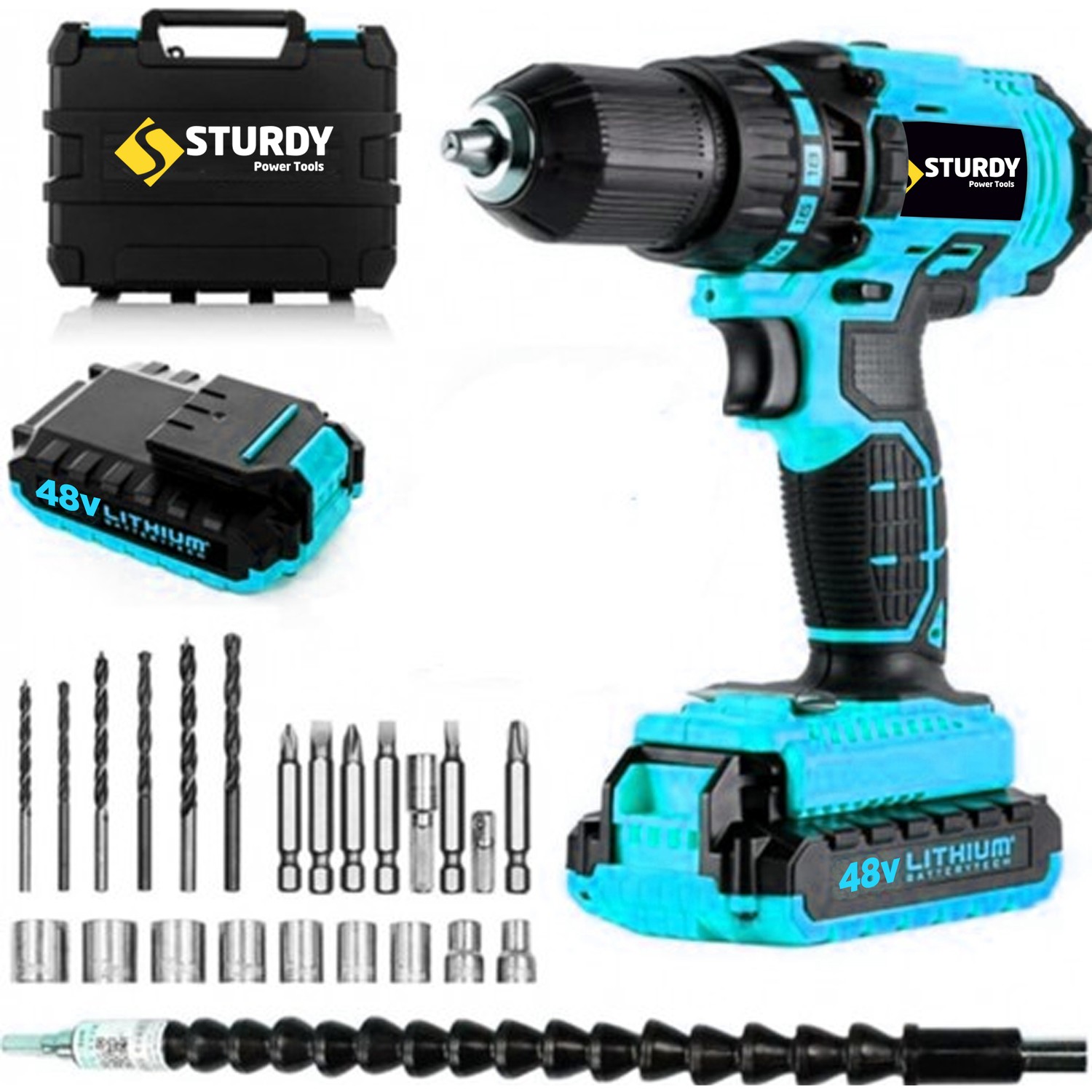 Sturdy 48V5AH Sanzumanlı Setlı Darbeli Peculiar  Lıon Matkap 23 Parca Setli