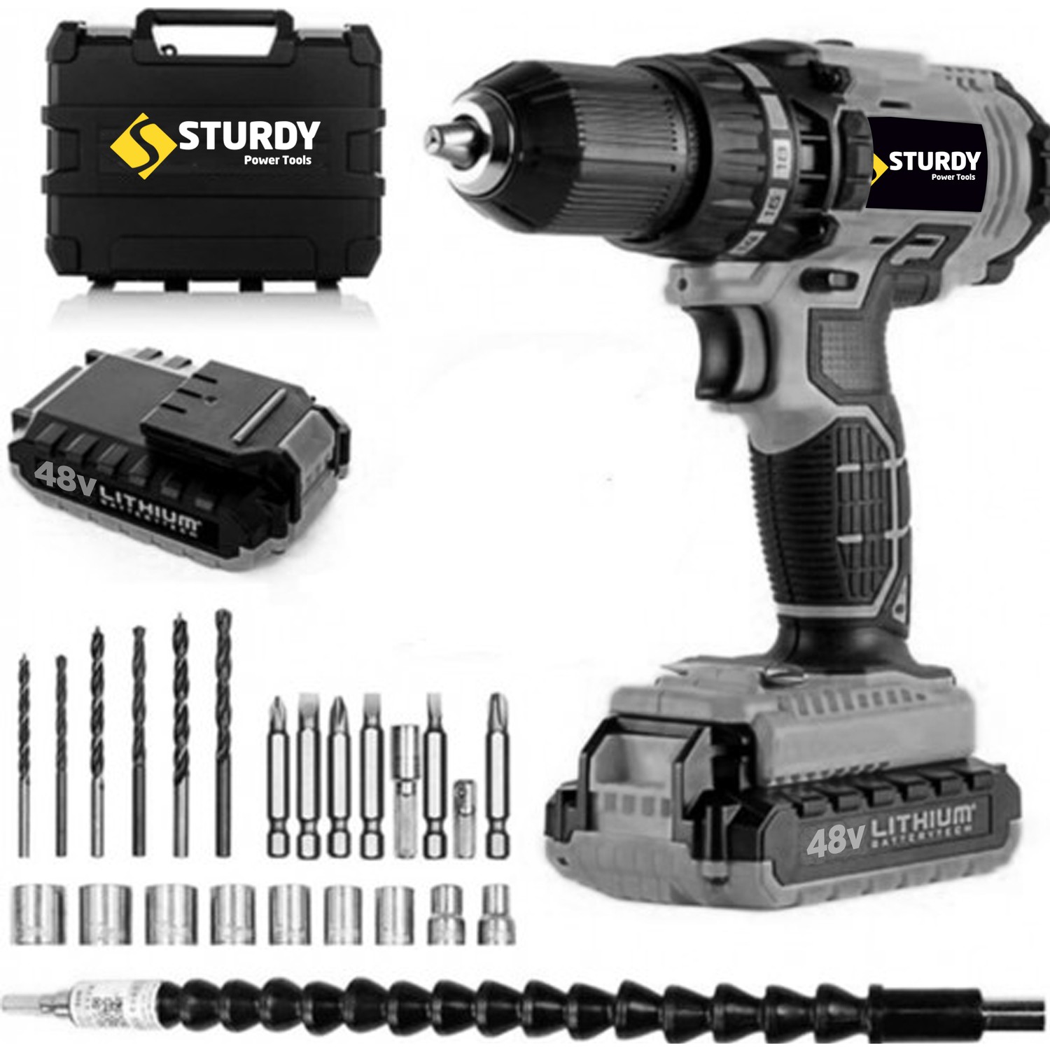 Sturdy 48V5AH Sanzumanlı Setlı Darbeli Lıon Useful Matkap 23 Parca Setli