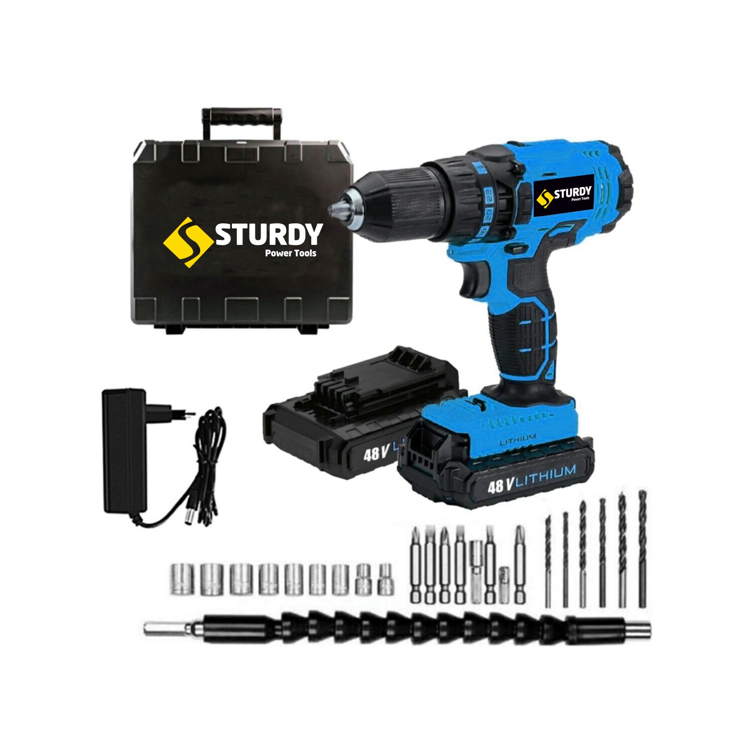Sturdy 48V5AH Sanzumanlı Setlı Darbeli Especial  Lıon Matkap 23 Parca Setli
