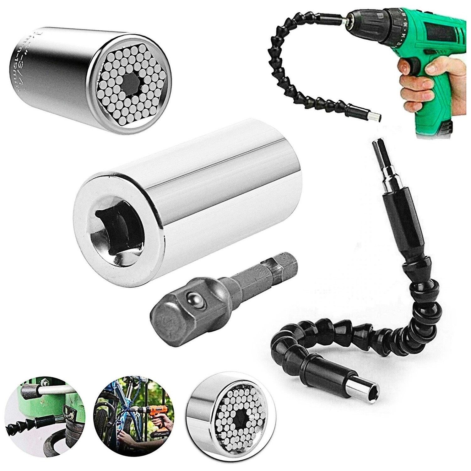 ANS Grip Akıllı Lokma ve Esnek Dayanıklı Bükülebilir Matkap  Ucu Bits  Süper Set Esnek Şaft Hediyeli