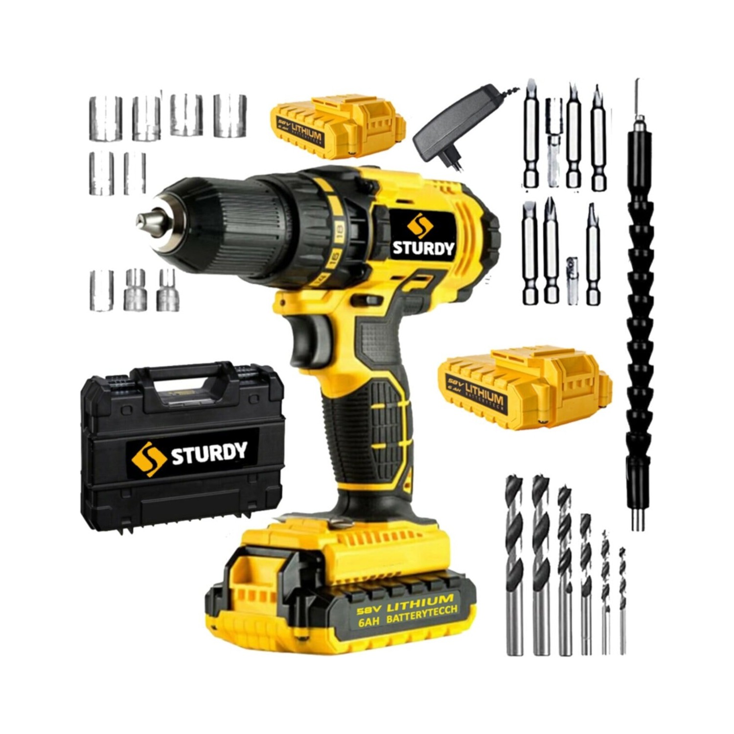 Sturdy Power Tools 48VF 5mah Lityum  Çift Akülü New Seri  Şarjlı Vidalama Matkap 27 Parça Uç Setli