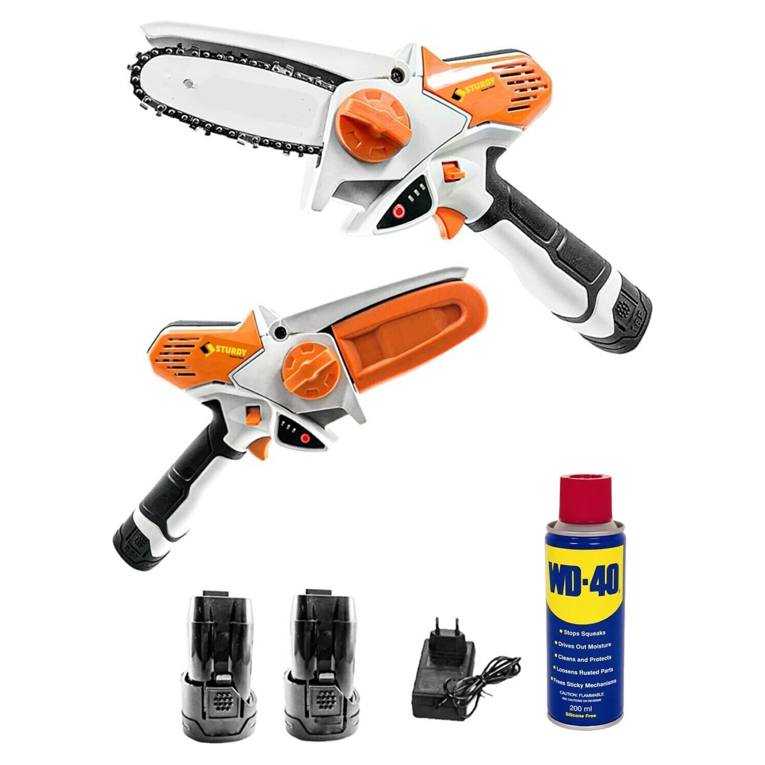 Sturdy Magic Saw X-Torq 1800 Li-On Akülü Dal Kesme Testere Bıçkı Makinası  WD40 Ile Çift Akülü Turbo Güç