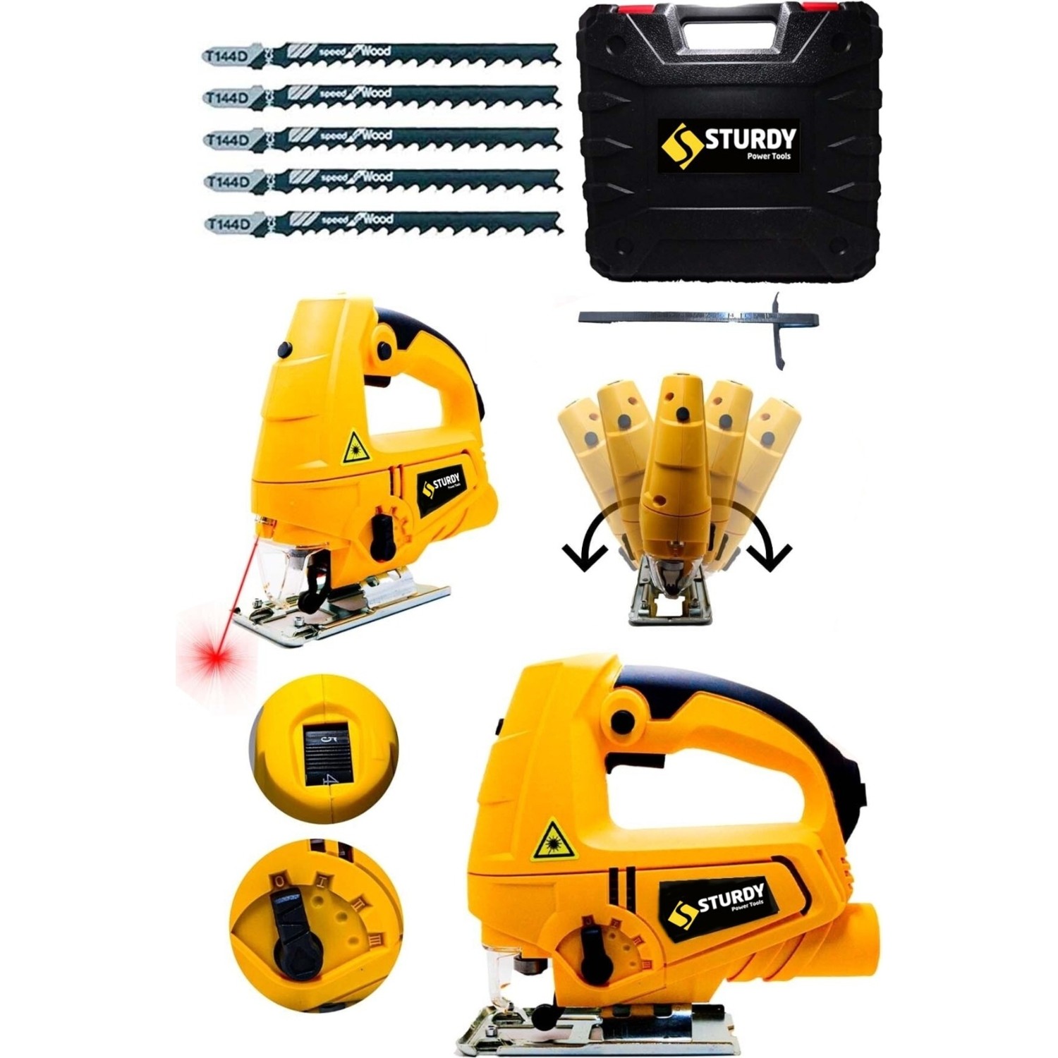 Sturdy Power Tools  Dekupaj Testere Xr-Technolgy 2600WATT Dc Motor Bakır Sargılı Lazerli +Devir Ayarlı