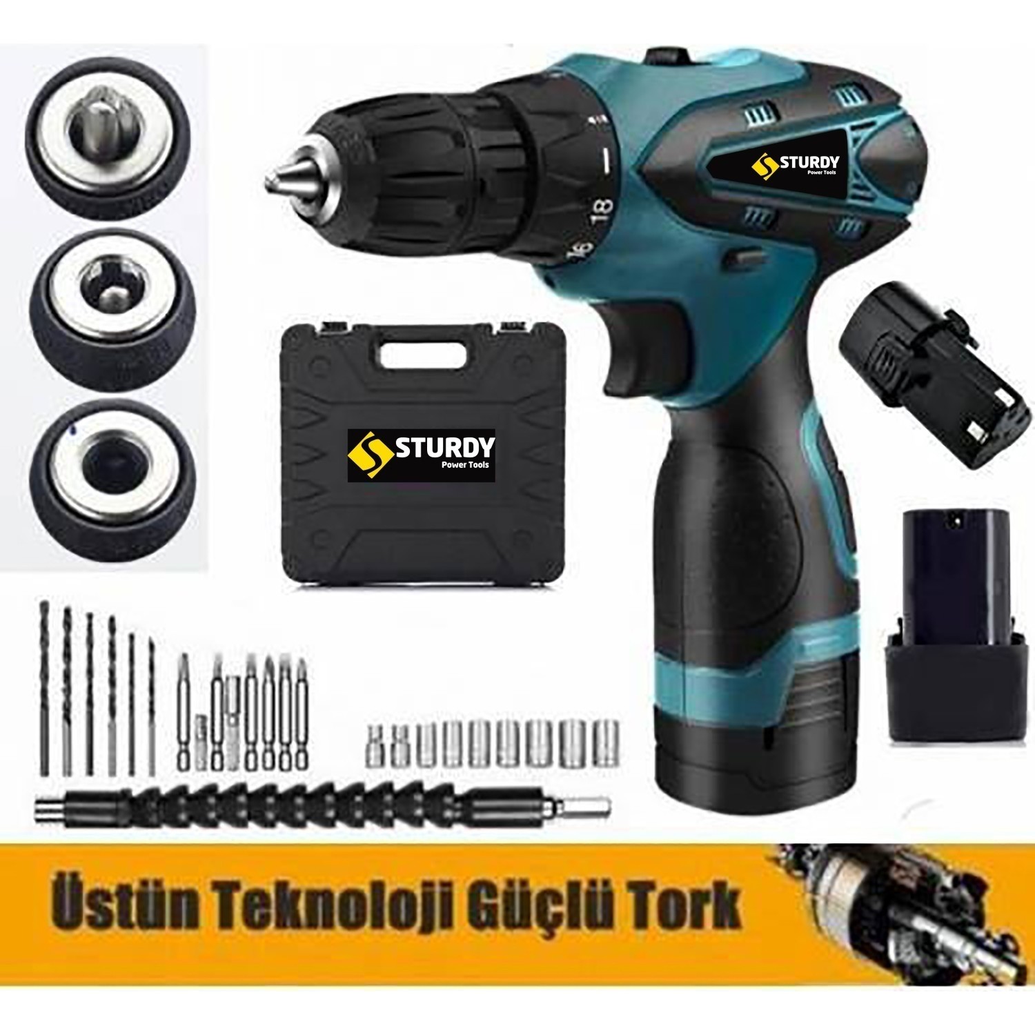 Sturdy 36V 5AH Lıon Armut Tıp Şarjlı Matkap 24 Parça Setli