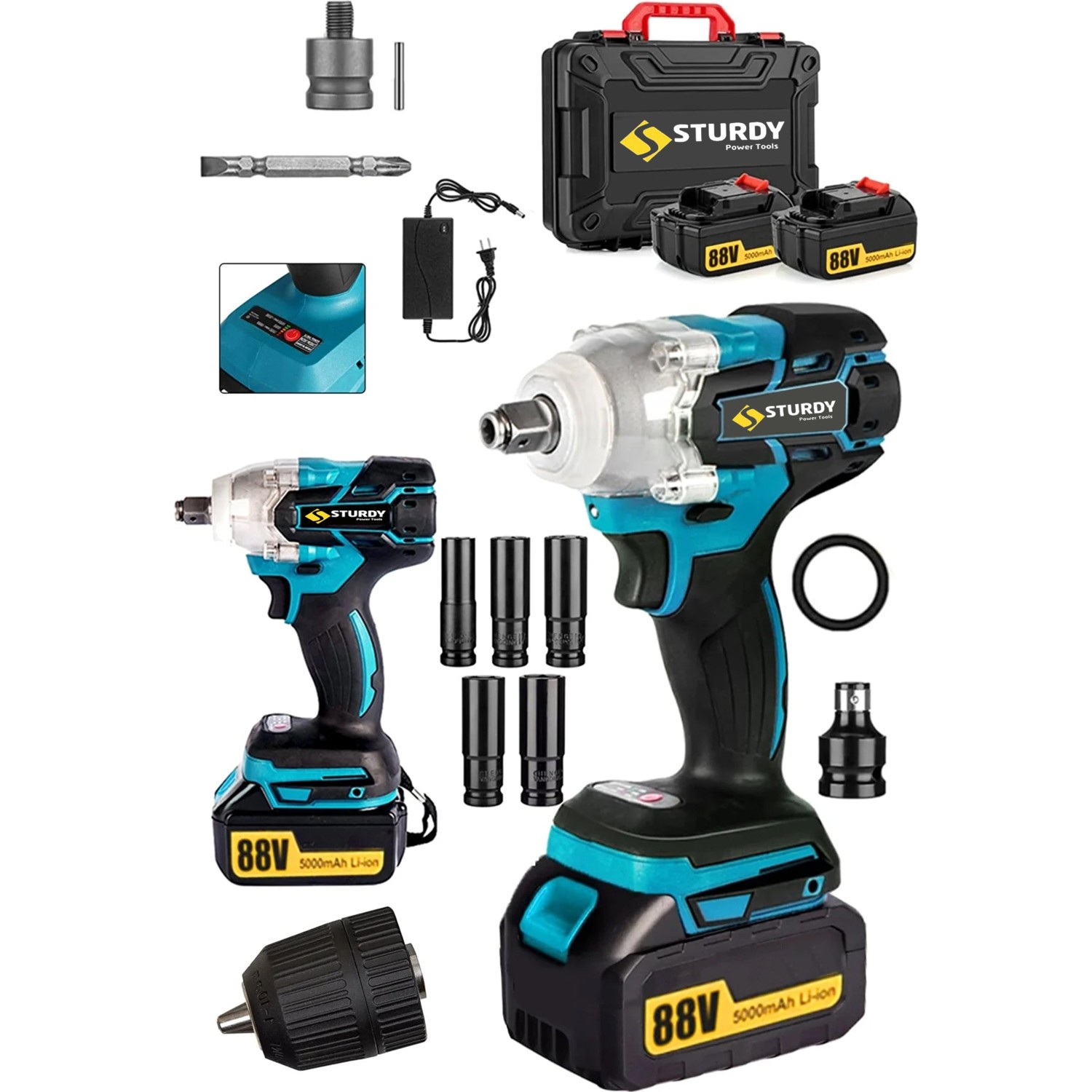 Sturdy Japon Sturdy 88 V 5 Ah Akülü Somun Bijon Sökme Takma Sikma Matkap Kömürsüz Akülü Vidalama Set DRG-88V5