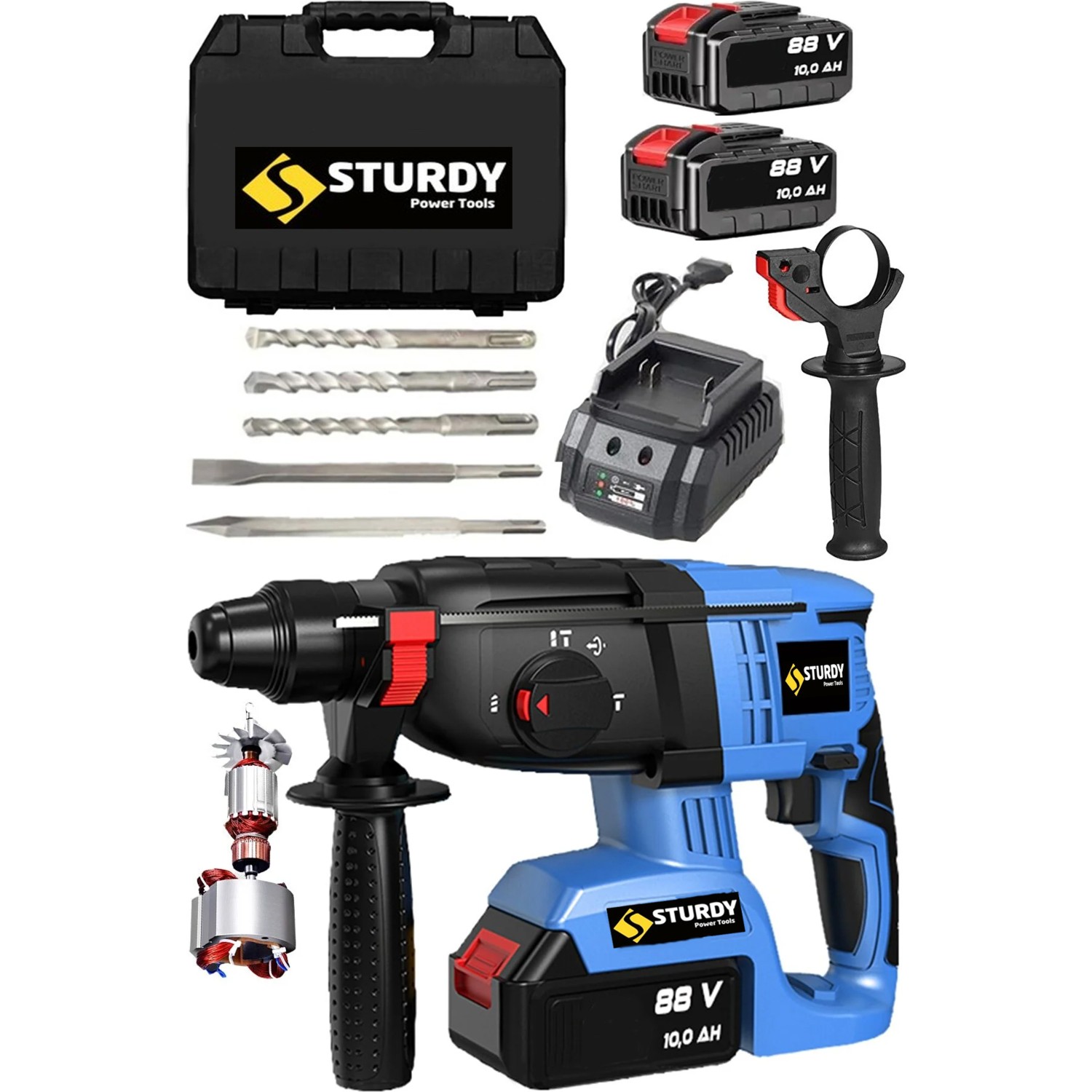 Sturdy Jt Seri Kömürsüz Motor Şarjlı Kırıcı Delici Matkap Hilti Çift Akülü Çantalı 0023TH