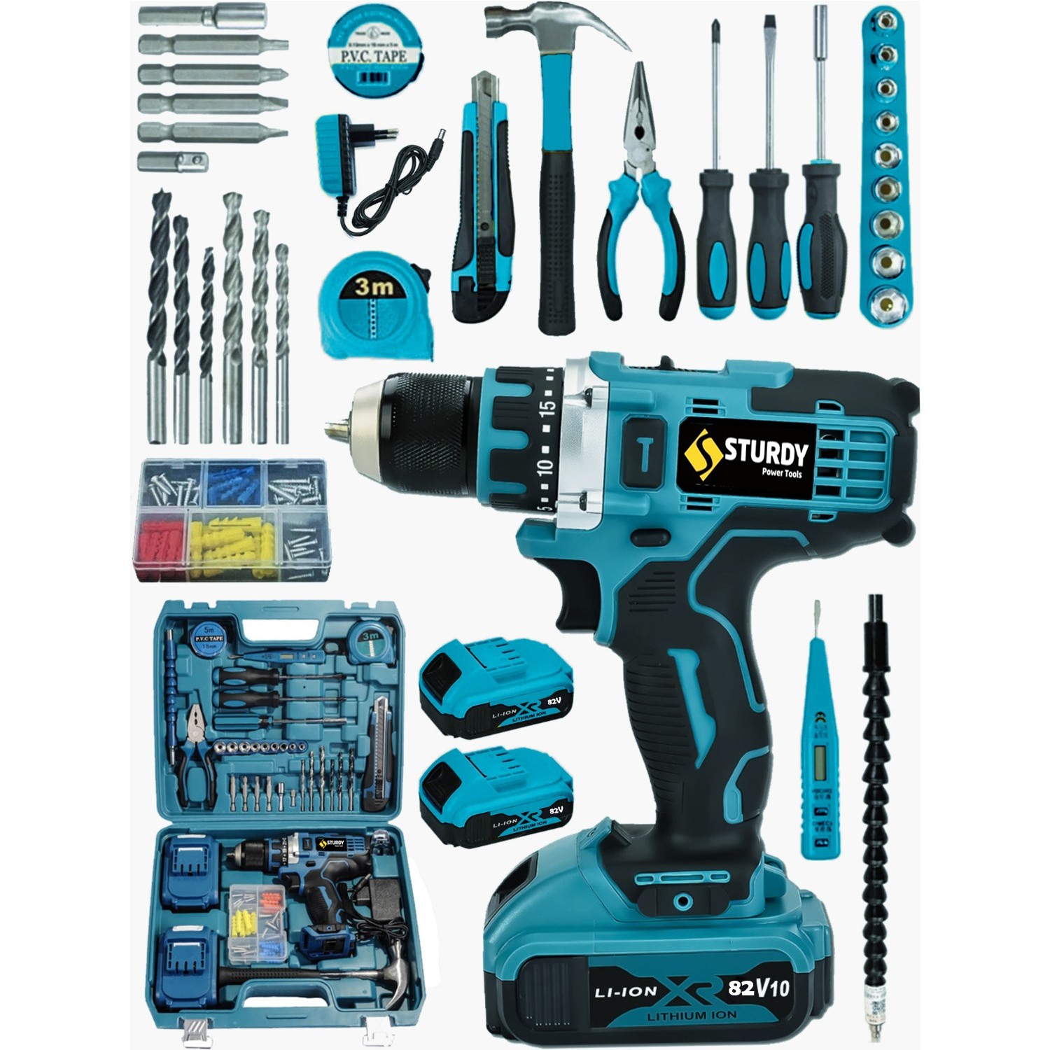 Sturdy Alman Pro Schnell  Technology 58V 10 Ah Lion Çift Akülü Metal Şanzuman Akülü Vidalama Matkap