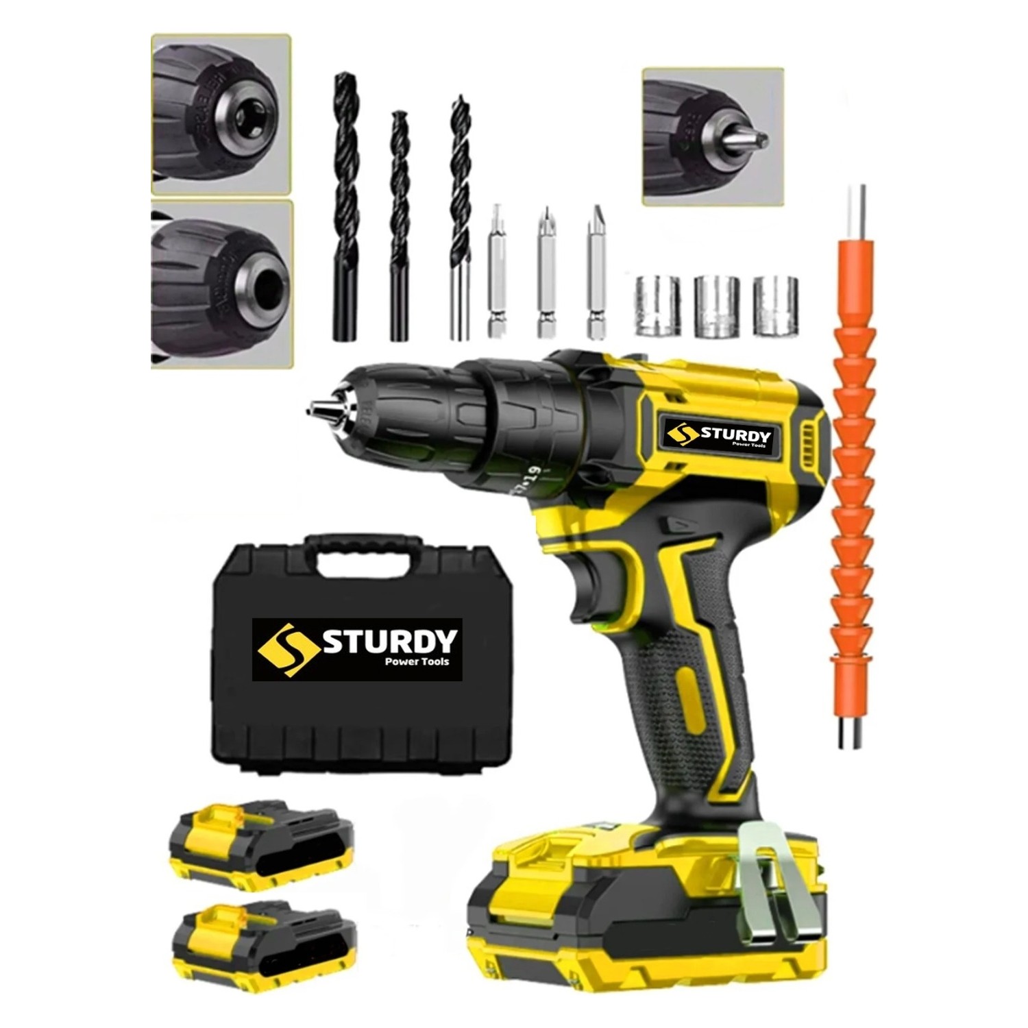 Sturdy New Teknoloji 128V 10AH Bakır Sargı Metal Şanzıman Çift Akülü Şarjlı Vidalama Matkap 27PCS