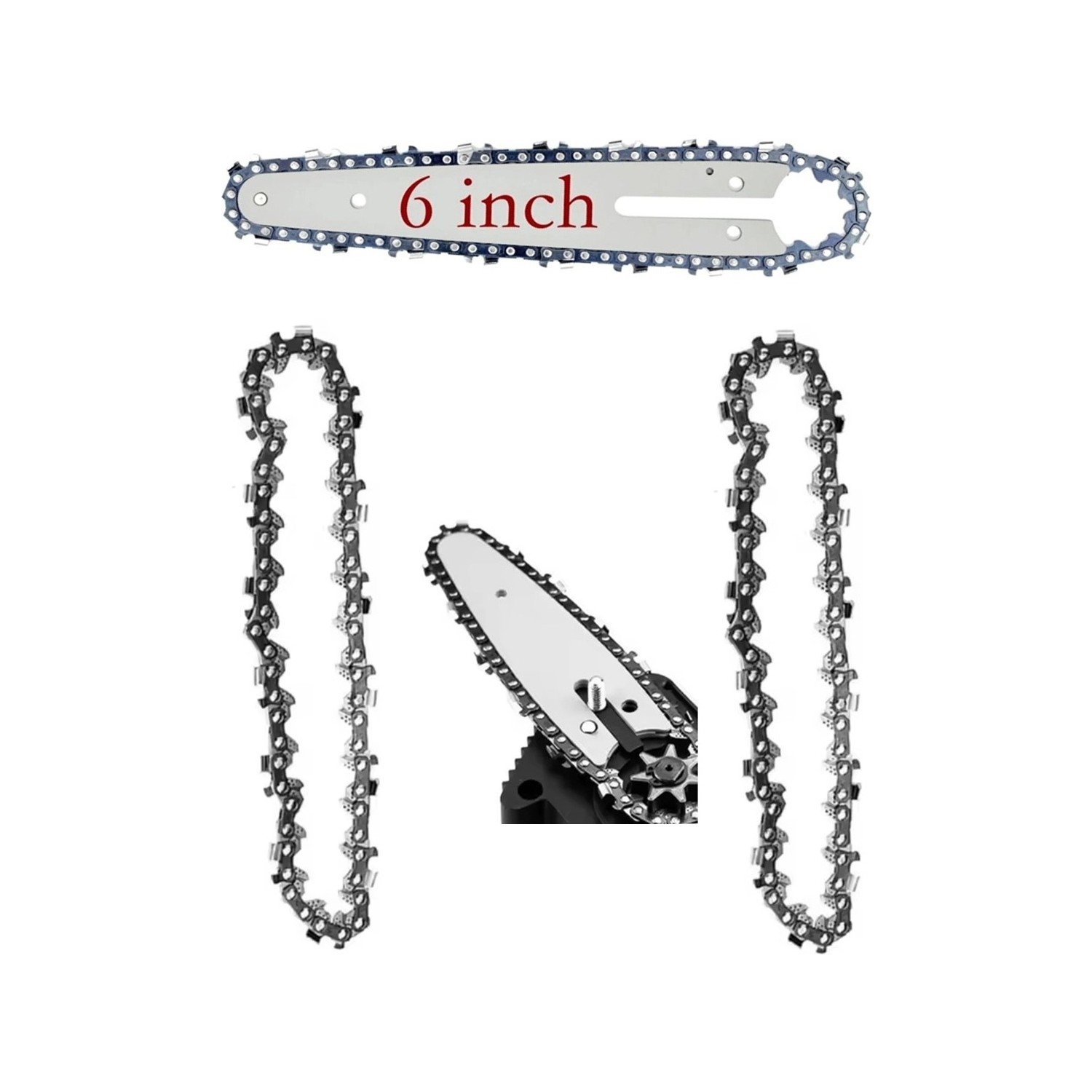 Akülü Budama Testeresi Zinciri 3 Adet 6 Inç 15 cm Zincir - 1 Adet 6 Inç 15 cm Pala