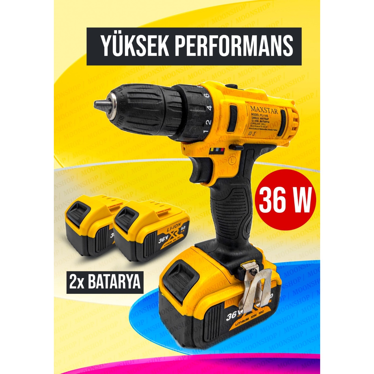 Maxstar Darbesiz 36 V Lı-On Çift Akülü Şarjlı Matkap Vidalama Full Setli Çantalı