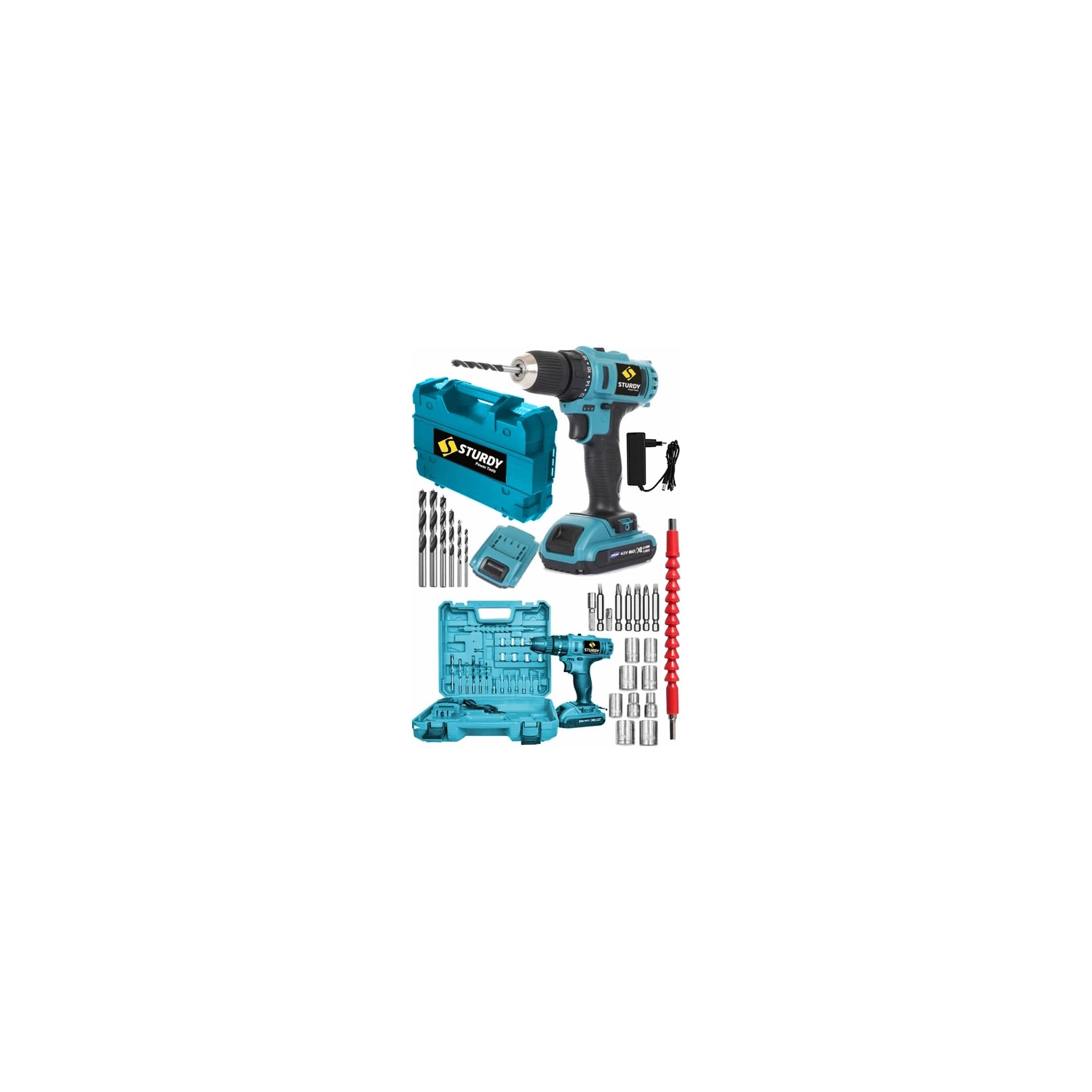 Sturdy Max Tools 46 V 5 Ah Li-On Çift Akülü Finctional SERİ 27 PARÇA SETLİ Turbo Vidalama MATKAP
