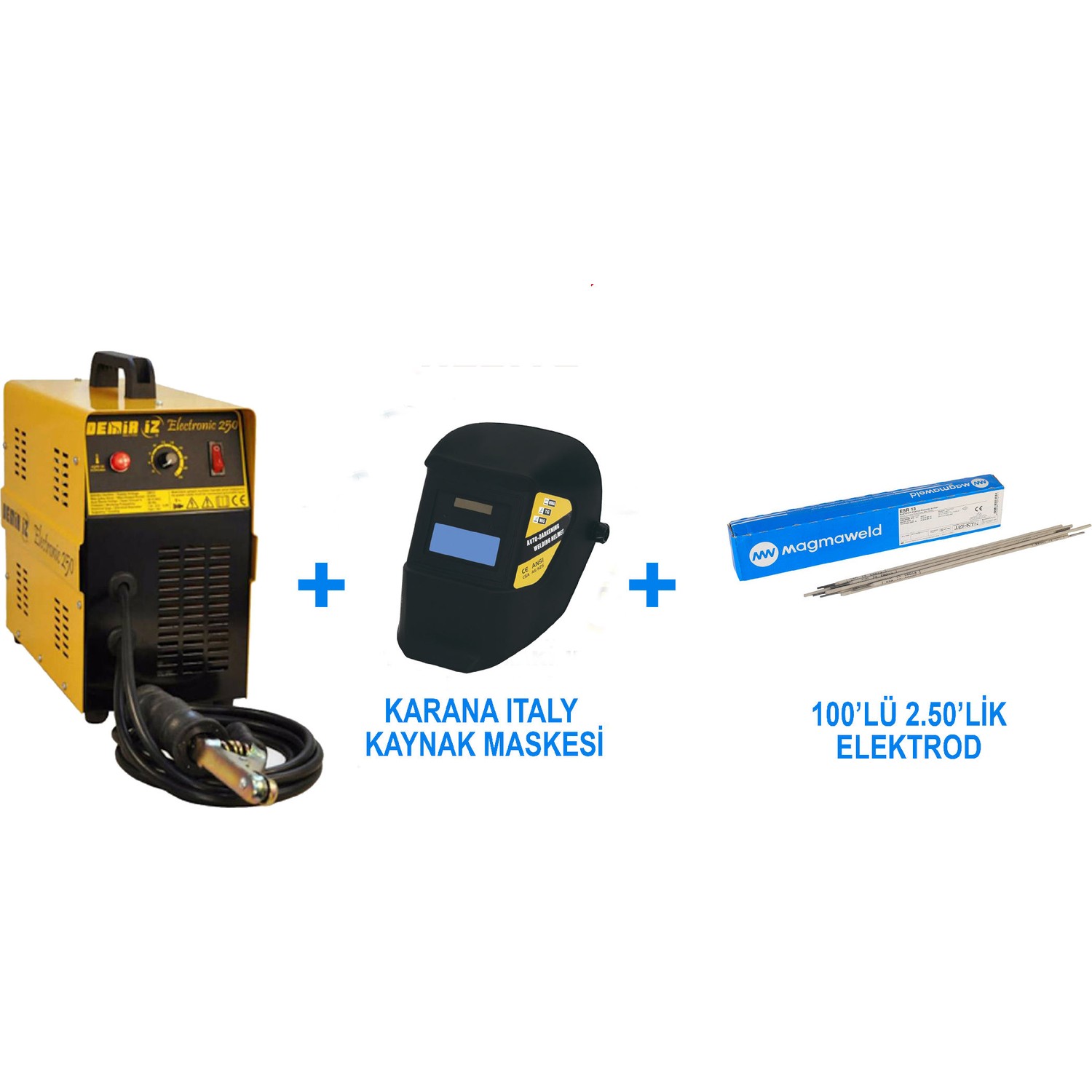 Demiriz 250 Amper Bakır Sargılı Kaynak Makinası Karona İtaly Kaynak Maskesi