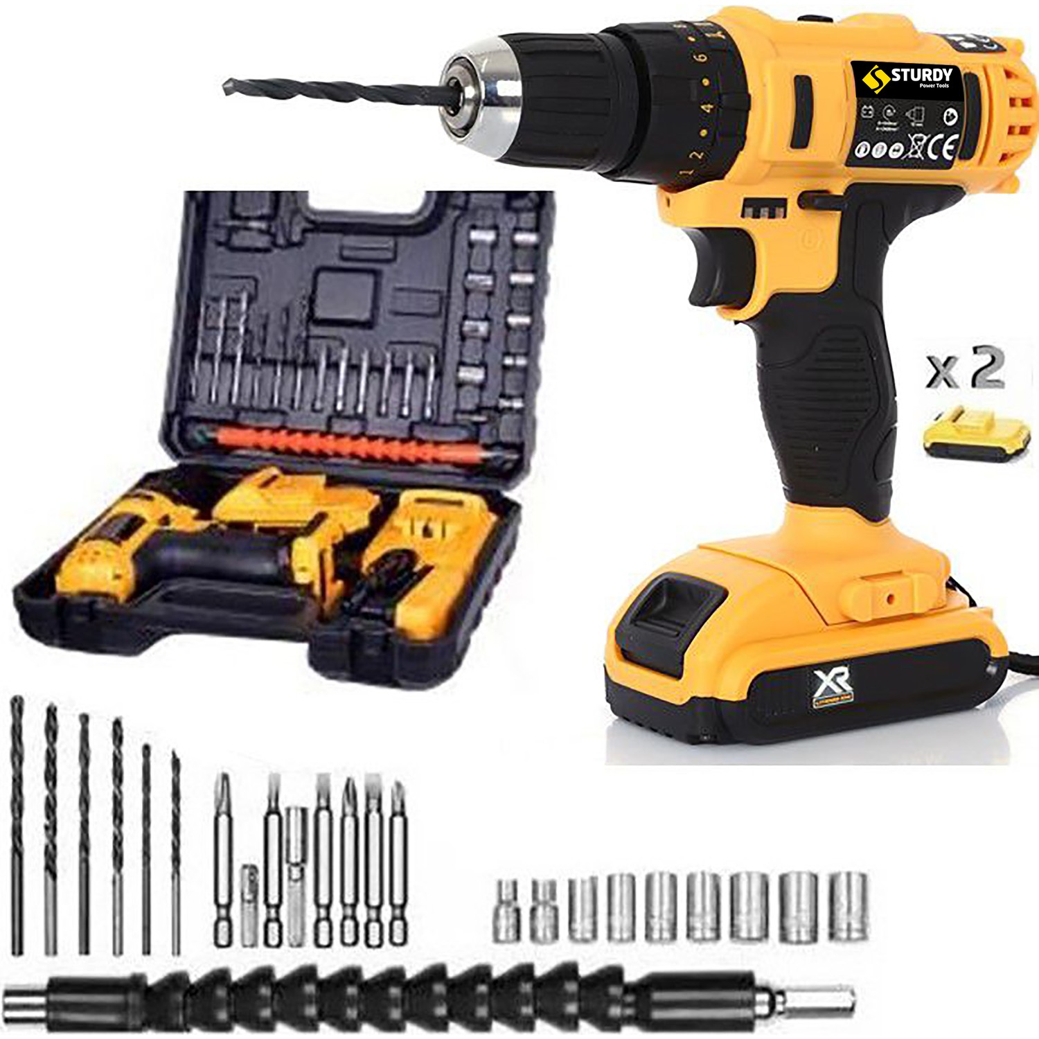 Sturdy Power Tools Akülü Vidalama 32V 5  24 PARÇA SETLİ ŞARJLI MATKAP