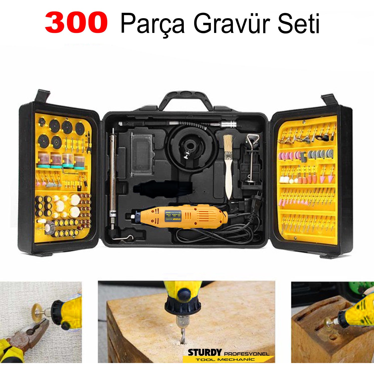 Sturdy Gravur Aleti 6 Kademeli Devir Ayarlı 300’lü Set
