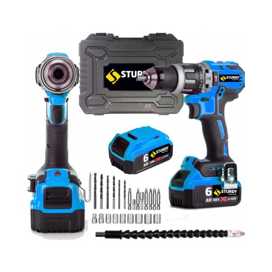 Sturdy Pro Li-On 58 Volt 6 Amper Şarjlı Çift Akülü Darbeli Matkap 27 Parça Usta Setli