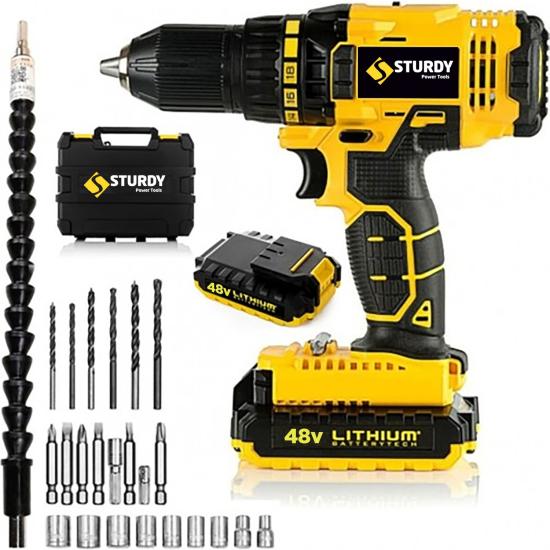 Sturdy 48V5AH Sanzumanlı Specıfıc Setlı Darbeli Lıon Matkap 23 Parca Setli