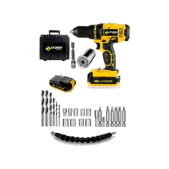Sturdy 48V5AH Express Sanzumanlı Soketli Lıon Matkap 27 Parca Setli