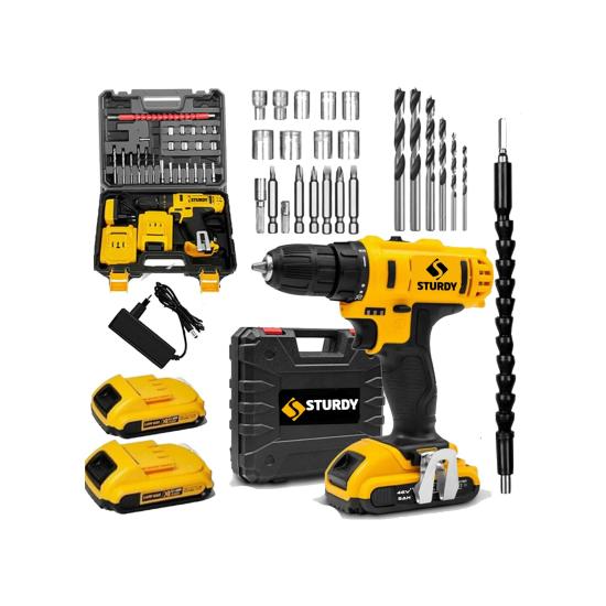 Sturdy Power Tools 46VF 5mah Çift Lityum Akülü Vidalama New Technology Darbeli Matkap Seti 27 Parça