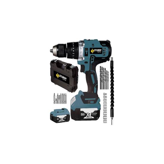 Sturdy 58V 8AH Lıon Çift Akülü New Express Seri Darbeli Turbo Şarjlı Vidalama Matkap 27 Parça Uç Setli