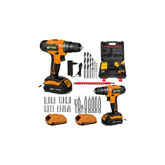 Sturdy Japon Professionel Tools 58V 8AH Tk-N Metal Şanzıman Şarjlı Çift Akülü Vidalama 27 Prç Uç Setli̇