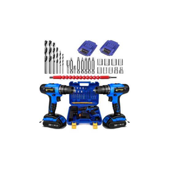 Sturdy Japon Professıonel Tools 58V 8AH Kn Metal Şanzıman Şarjlı Çift Akülü Vidalama 27PRÇ Uç Setli