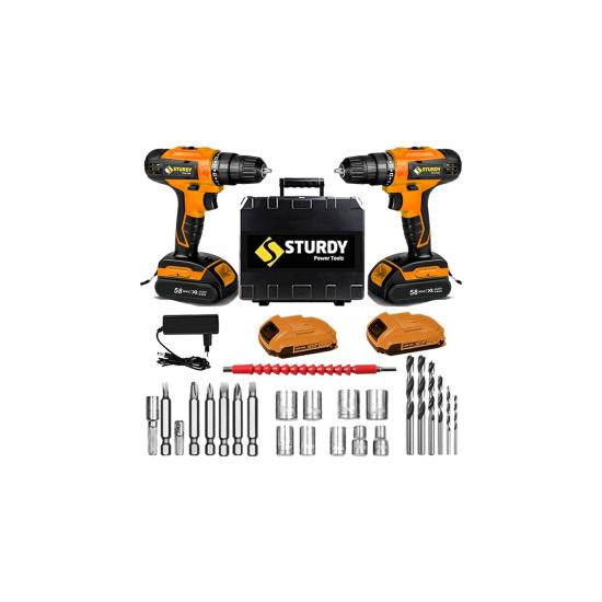 Sturdy Japon Professıonel Tools 58V 8AH Tu-R Metal Şanzıman Şarjlı Çift Akülü Vidalama 27PRÇ Uç Setli
