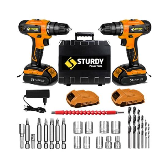 Sturdy Japon Tools 52V 4AH Jr-T Select Serı Çift Akülü Metal Şanzıman Şarjlı Vidalama 27PRÇ Uç Setli