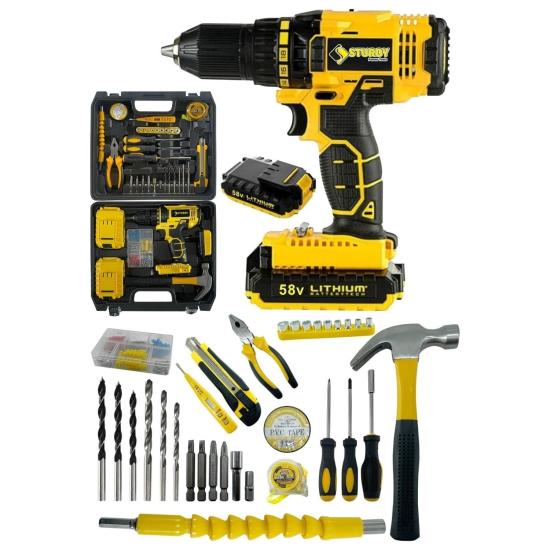 Sturdy Japon Technology 56V6AH O-W-T Seri Darbeli Metal Şanzuman Şarjlı Çift Akülü Matkap 39PRÇ Uç Setli