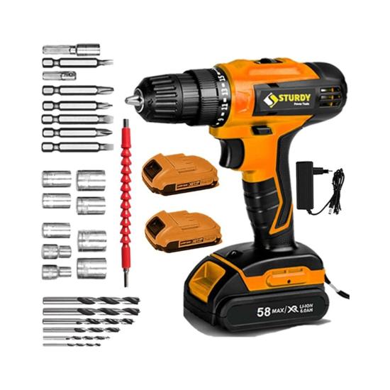 Sturdy 54V 8AH Metal Sanzumanlı New Seri Setli Li-Ion Çift Akülü Matkap 27 Parca Setli