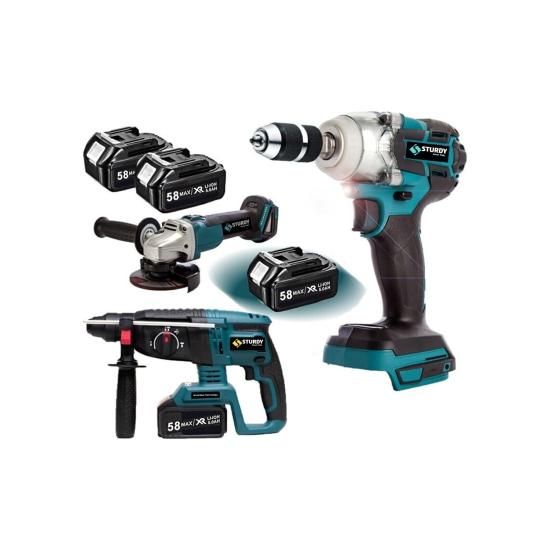 Sturdy 3 Lü Süper  Set 58V Akülü Spiral 58V Akülü Hi̇lti̇ 58V Akülü Büjon Sökme 3AD Akü ile Beraber