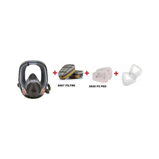 3M ™ 6800 Tam Yüz Gaz Maskesi +6057 Abe1 Filtre +5925 P2 Ped+ 501 Filtre Tutucu Kapak