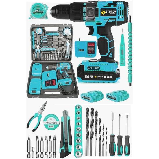 Sturdy Japon Technolo 58V8AH Lion Çift Akülü Metal Şanzuman Turbo Şarjlı Matkaptll-39 Parça Setli