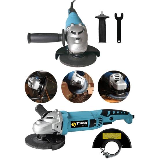 Sturdy 3000 Watt Devir Ayarli Sjs Çift Metal Dişli Şanzuman Demir Metal Kesme Taşlama Makinesi 125 mm Mavi