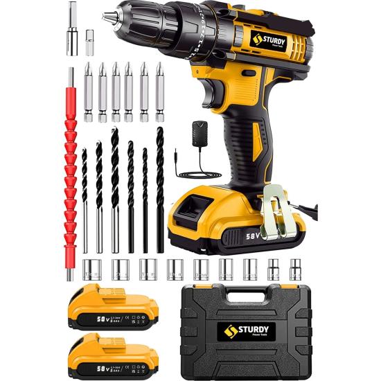 Sturdy Drıll 58 V Çift Akülü Şarjlı Matkap  24 Parça Setli Yeni Seri