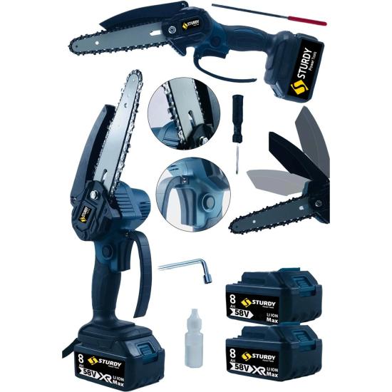 Sturdy Str Uzun Pala Dal Kesme Budama Testere Bıçkı Makinası Çift Akülü Taşıma Çantalı