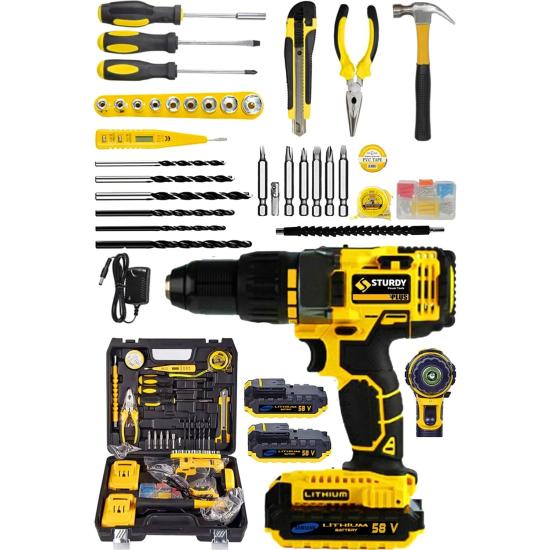 Sturdy Txf Seri 58 V 8 Amp Yeni Nesil Lion Akülü Vidalama Matkap 100 Pcs Combo Set Otomatik