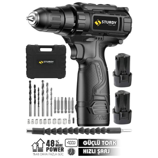 Sturdy Black Seri 58V 10 Ah Lion Çift Akülü Metal Şanzuman Akülü Vidalama Matkap