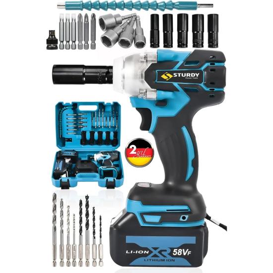 Sturdy Screwer 128 Vf 12 Ah 2 In 1 Kömürsüz Motor Darbeli Somun Sıkma + Akülü Vidalama 30 Parça Set