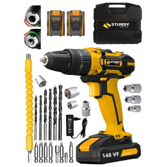 Sturdy Japon Technology  2024 Series 149VF 12AH Metal Şanzuman Şarjlı Çift Akülü 24PRÇ Uç Setli