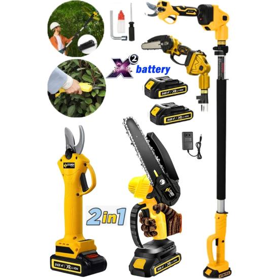 Sturdy 2’li Set Red Lx Motor 948 Vf 20 Ah Şarjlı Dal Kesme ve Budama Makası 2.7 mt Teleskopik Uzatmas