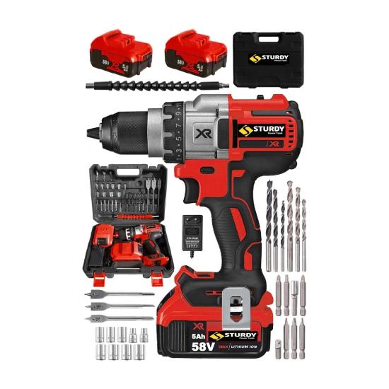 Sturdy Xr Model Çift Akülü Çelik Şanzuman 5 Pilli Hızlı Şarjlı Darbeli Akülü Vidalama Matkap