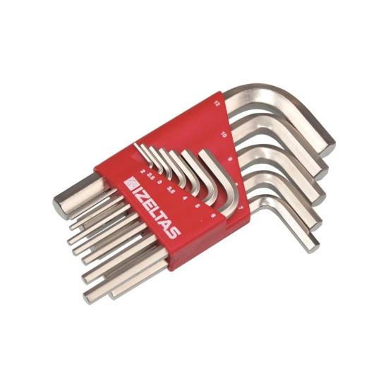 İzeltaş 12 Parça Altı Köşe Allen Anahtar Seti - Dayanıklı Çelik, 1.5-12 mm, Yerli Üretim, Mavi Renk, Ergonomik Tasarım
