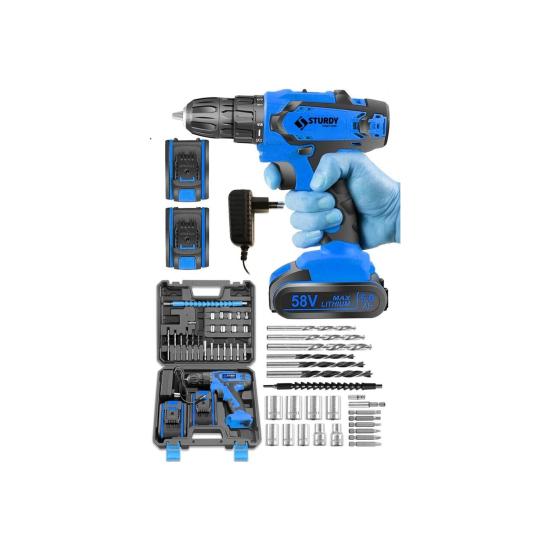 Sturdy 248VVF 14Ah Lıon Çift Akülü Turbo Şarjlı Vidalama  Matkap 27 Parça Uç Setli