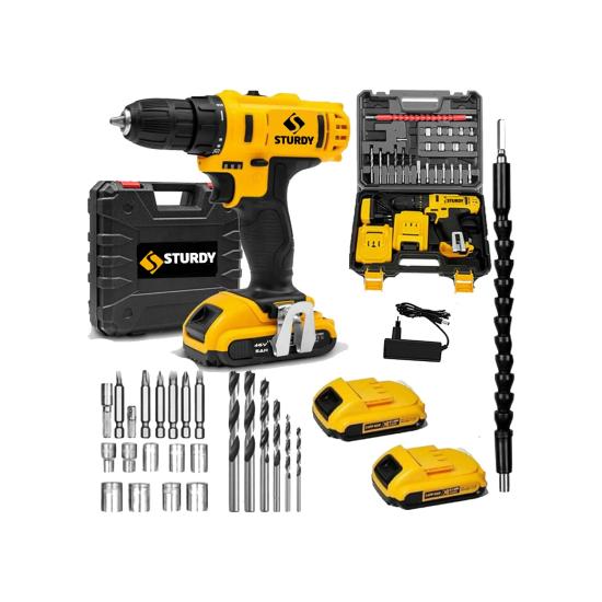 Sturdy Power Tools 48 Volt 5.0 Amper DARBESİZ 24 PARÇA SETLİ Çift Akülü Şarjlı Vidalama Matkap