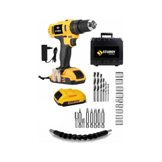 Sturdy 92VF 12 Ah Darbeli Li-Ion Çift Akülü OPERABLE seri  şarjlı  Çantalı  27 Parça Setli matkap