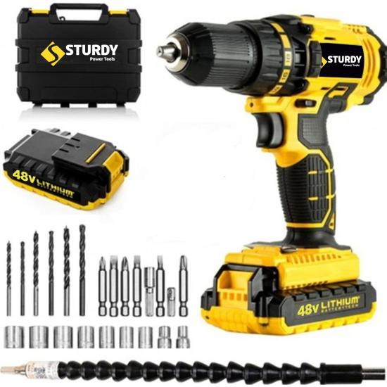 Sturdy 58V10Ah Metal Sanzumanlı New Serıes  27 Parça Setli Lıon Şarjlı Matkap