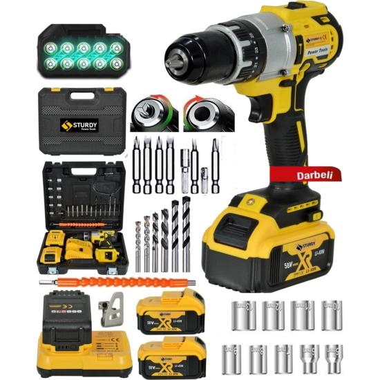 Sturdy 58 Vf 8 AH Li-ion 13 mm 10 PİLLİ Şarjlı Darbeli Çift Akülü Matkap