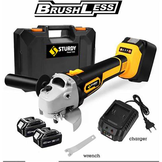 Sturdy Professionel Brushless Bakır Sargı Motor 42 Volt 5,0 Amper ÇİFT AKÜLÜ TAŞLAMA MAKİNASI